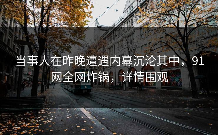 当事人在昨晚遭遇内幕沉沦其中，91网全网炸锅，详情围观