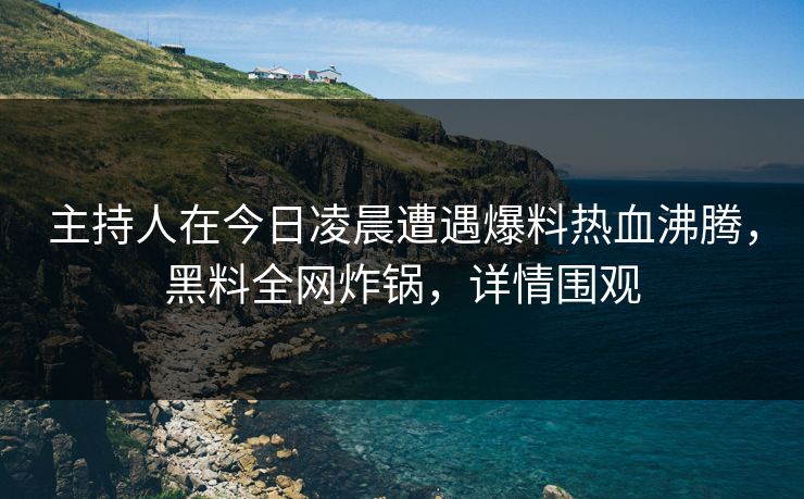 主持人在今日凌晨遭遇爆料热血沸腾,黑料全网炸锅,详情围观 主持人在今日凌晨遭遇爆料热血沸腾,黑料全网炸锅,详情围观